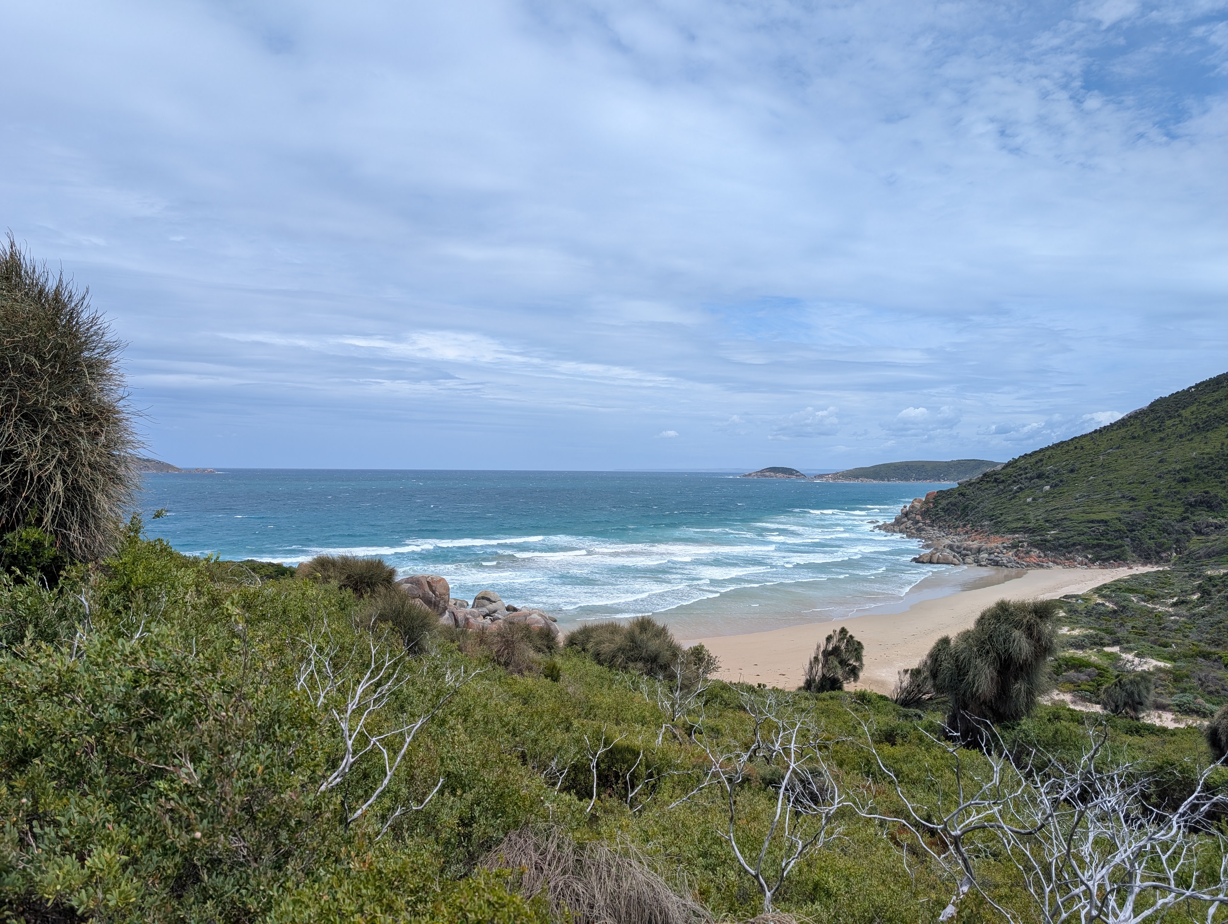 Panoramic view of Whisky Beach at Wilsons Promontory